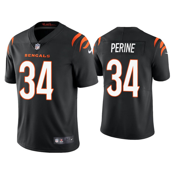 Men's Cincinnati Bengals #34 Samaje Perine 2021 New Black Vapor Untouchable Limited Stitched Jersey Men's Cincinnati Bengals #34 Samaje Perine 2021 New Black Vapor Untouchable Limited Stitched Jersey